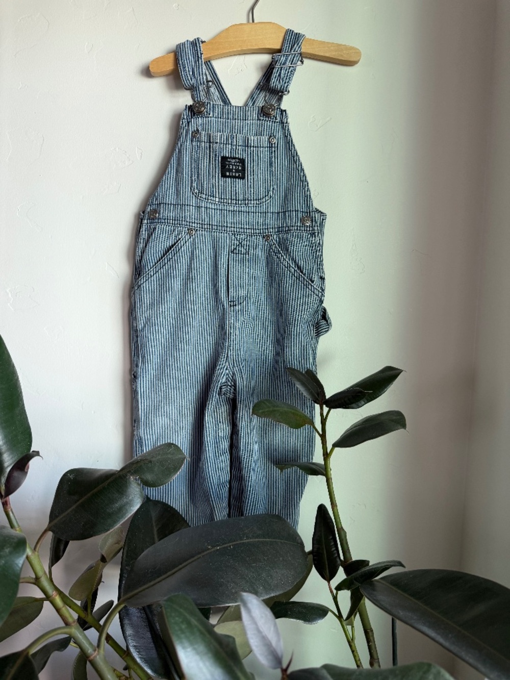 Lakin & Mckey railroad striped overalls